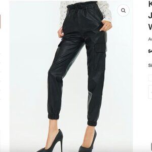 KANCAN Rona Ultra High Rise Faux Leather Paperbag Joggers Pants Women's Size M